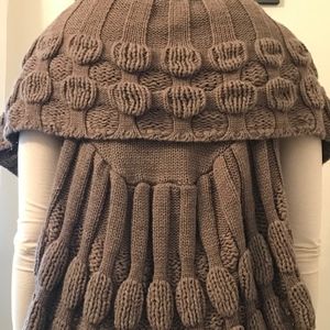 Brown Woven Shrug with Back Detailing